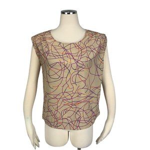 Forever 21 Small Top Modern Geometric Sleeveless Beige Purple